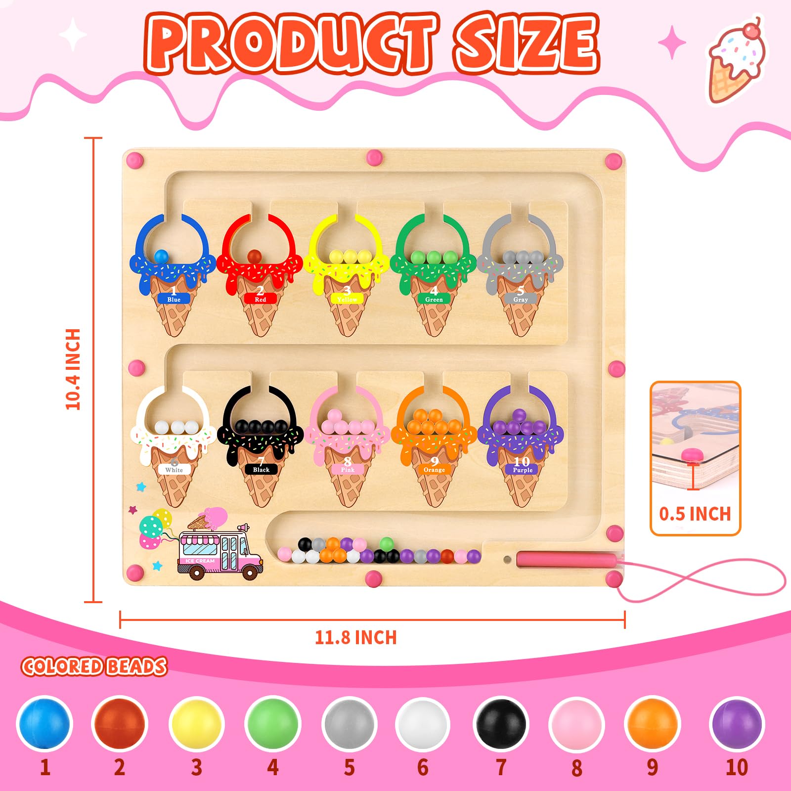 Amazon.com: wakeInsa Magnetic Color and Number Maze,Montessori Toy